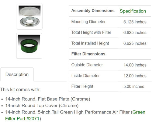 Air Cleaner Assembly (5-inch Filter) - Kit #2175